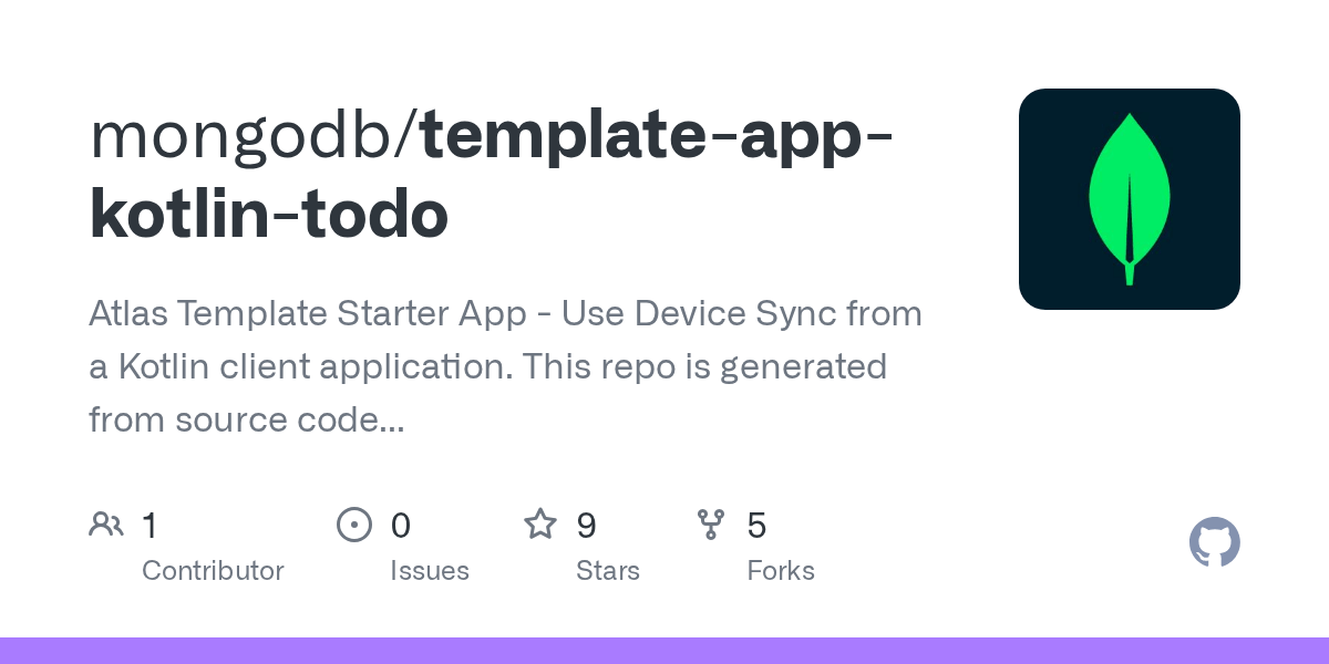 GitHub mongodb/templateappkotlintodo Atlas Template Starter App