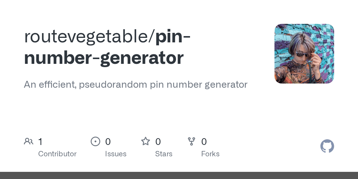 GitHub routevegetable/pinnumbergenerator An efficient