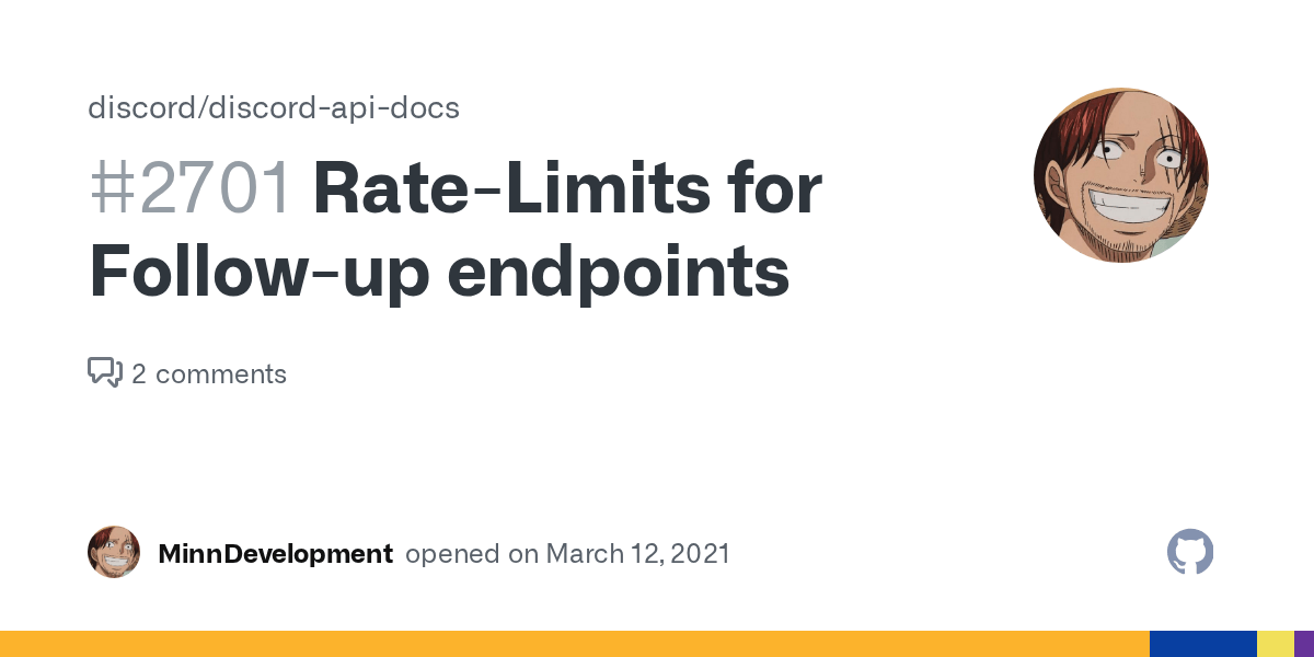 RateLimits for Followup endpoints · Issue 2701 · discord/discordapi
