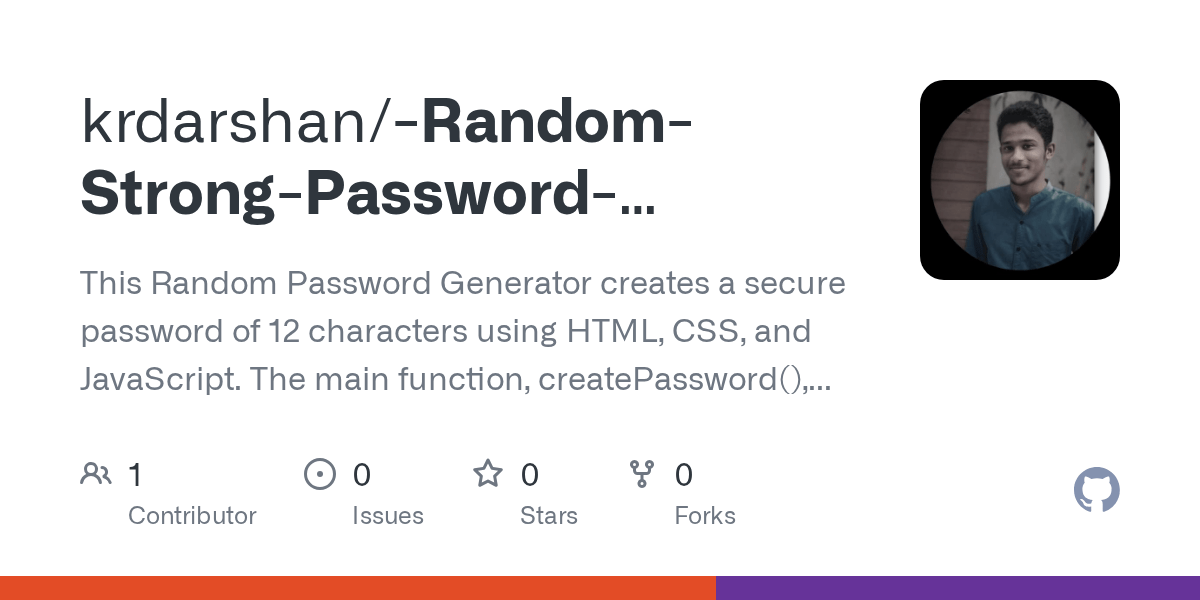 GitHub krdarshan/RandomStrongPasswordGenerateUsingJavaScript