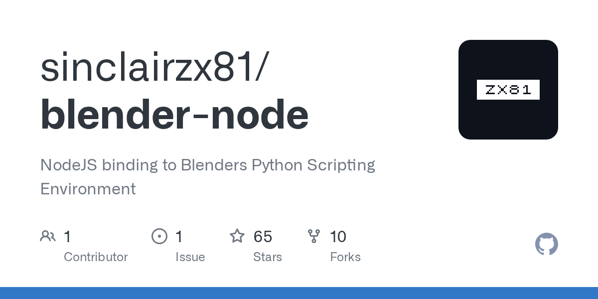 GitHub sinclairzx81/blendernode NodeJS binding to Blenders Python