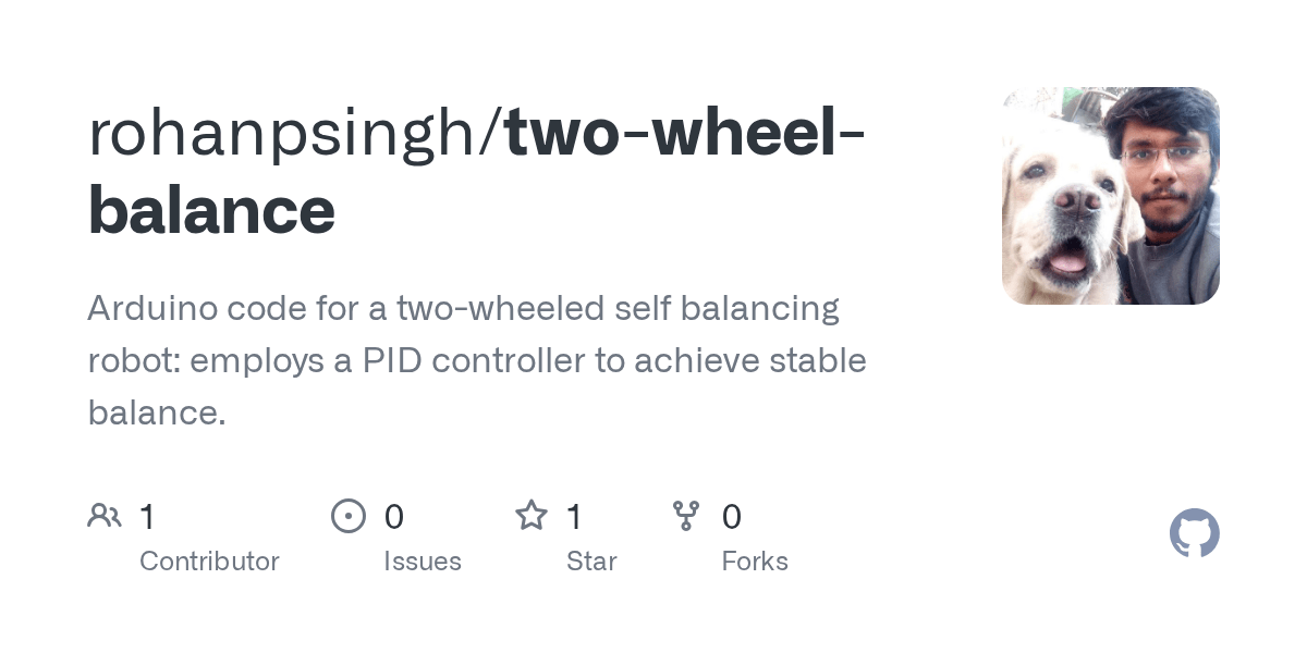 GitHub rohanpsingh/twowheelbalance Arduino code for a twowheeled