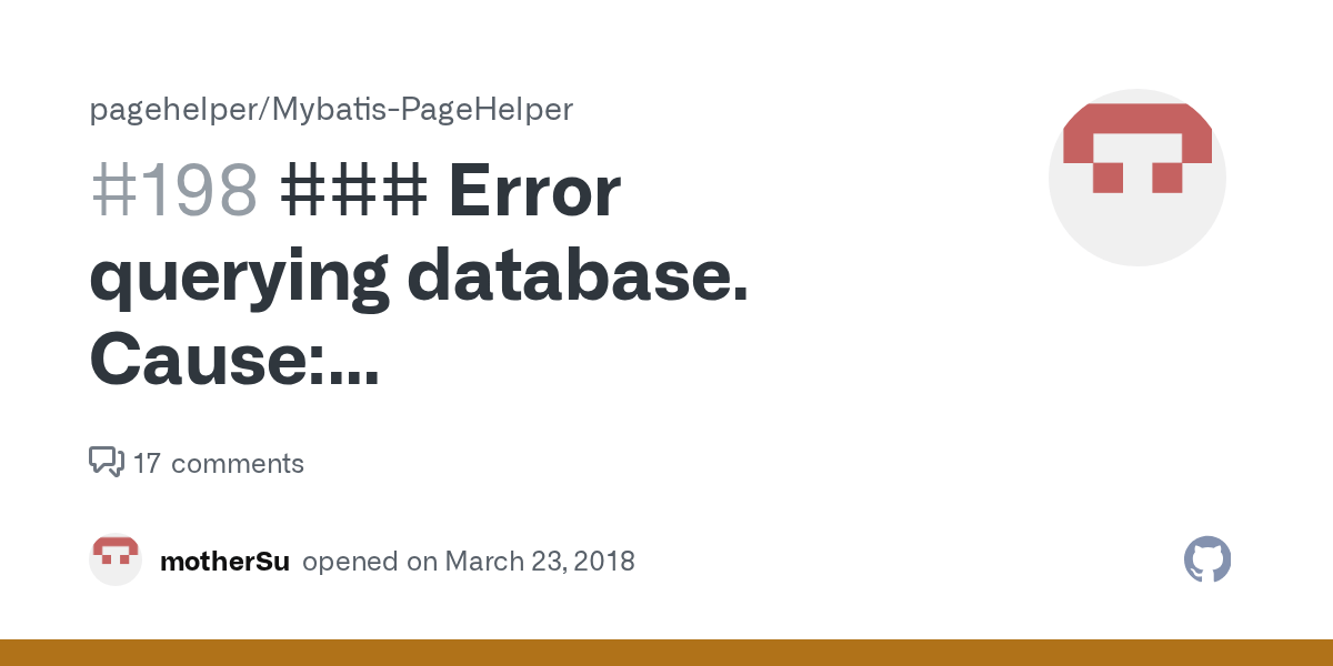 Error querying database. Cause java.lang.NullPointerException · Issue