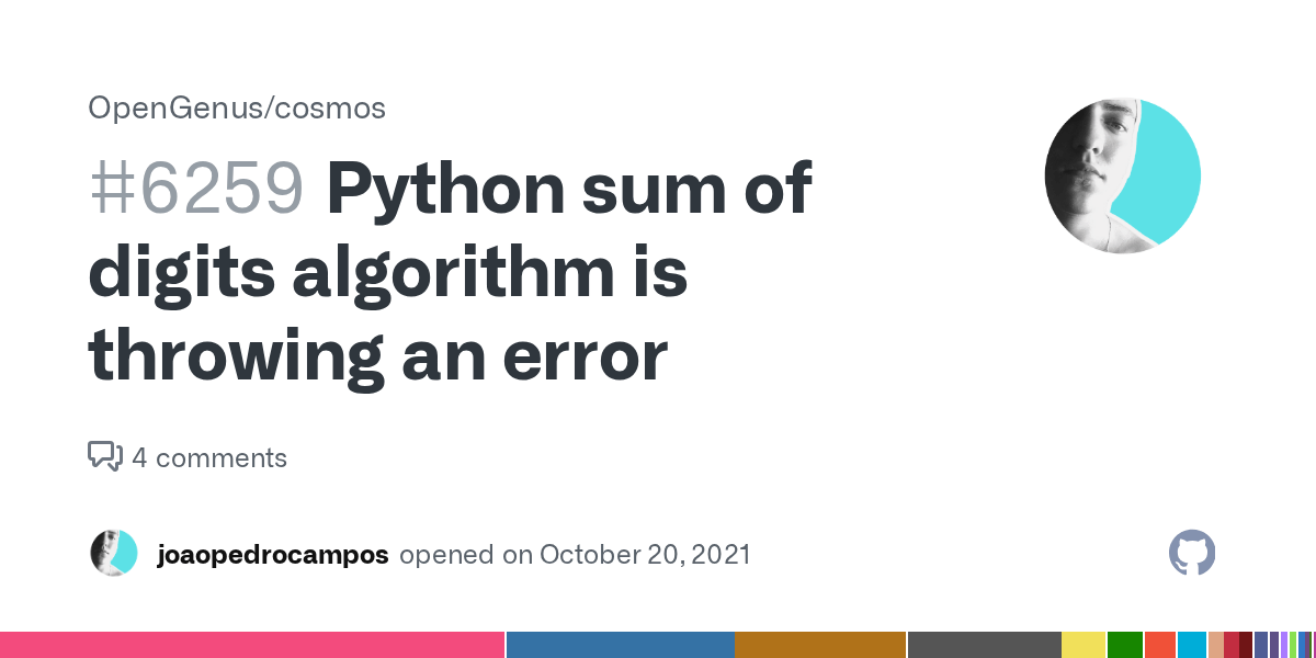 Python sum of digits algorithm is throwing an error · Issue 6259