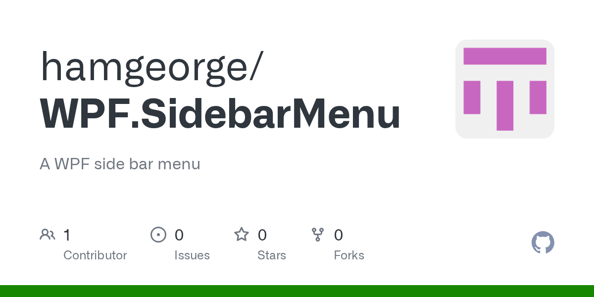 GitHub A WPF side bar menu