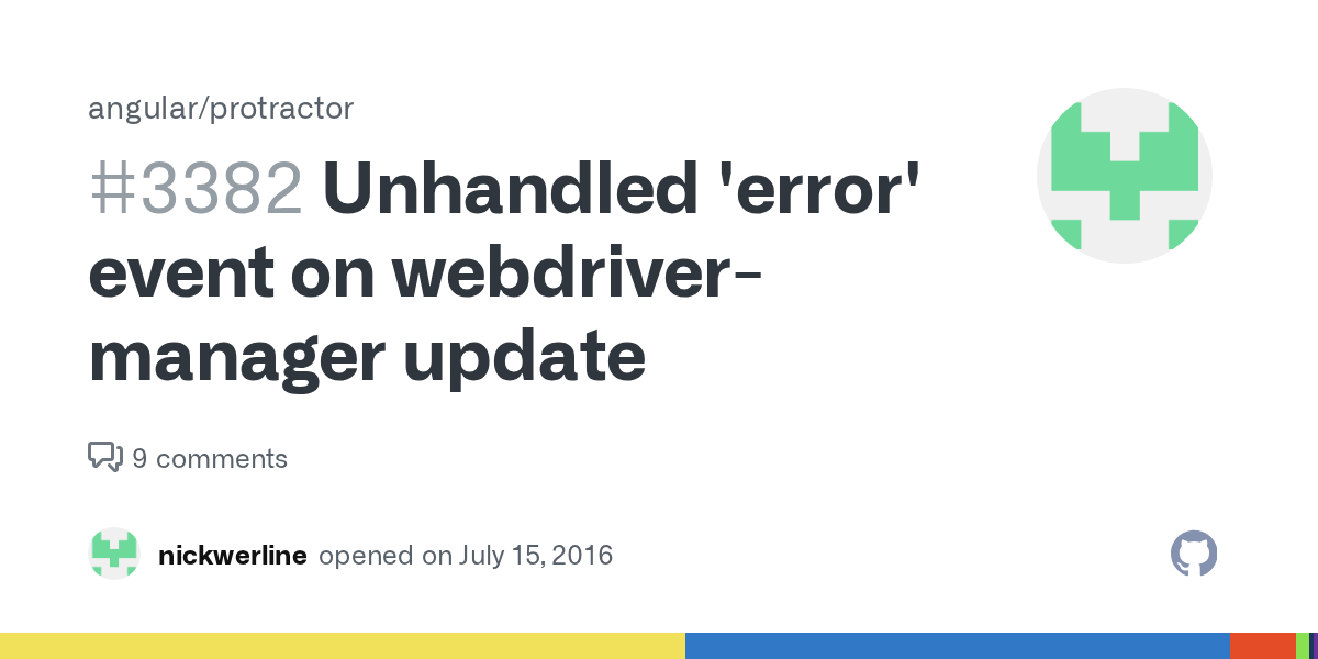 Unhandled 'error' event on webdrivermanager update · Issue 3382