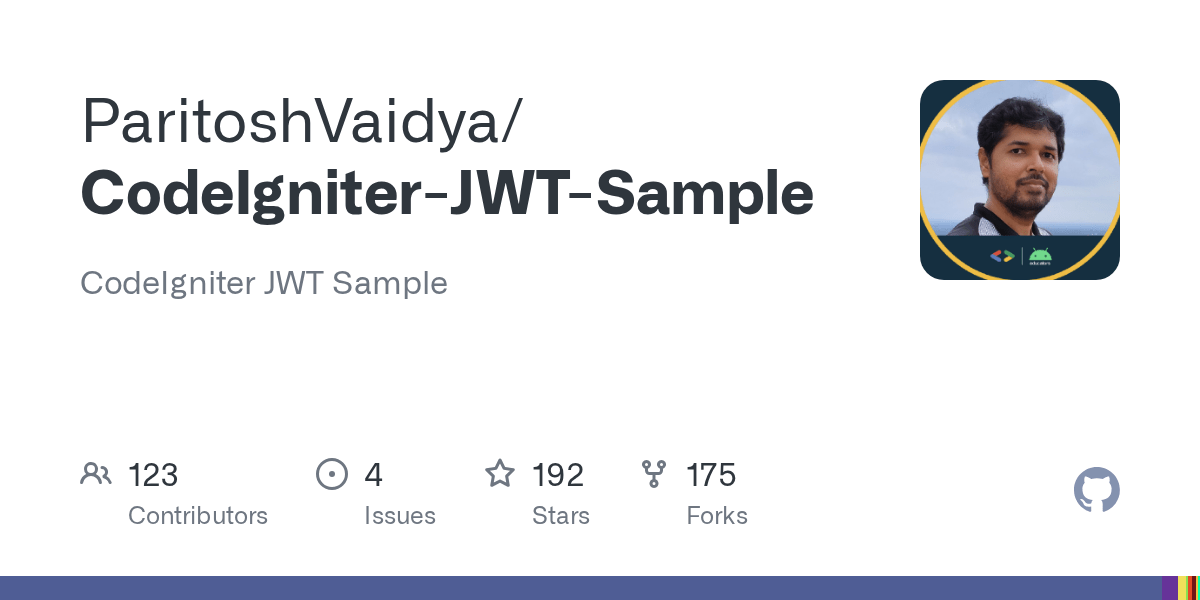 GitHub ParitoshVaidya/CodeIgniterJWTSample CodeIgniter JWT Sample
