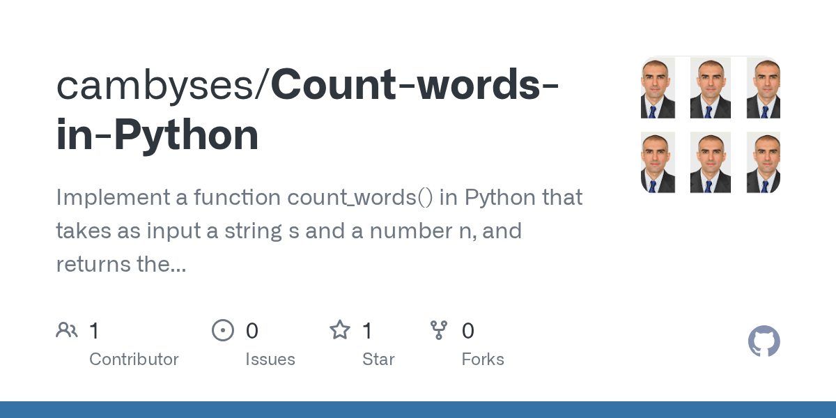 GitHub cambyses/CountwordsinPython Implement a function count