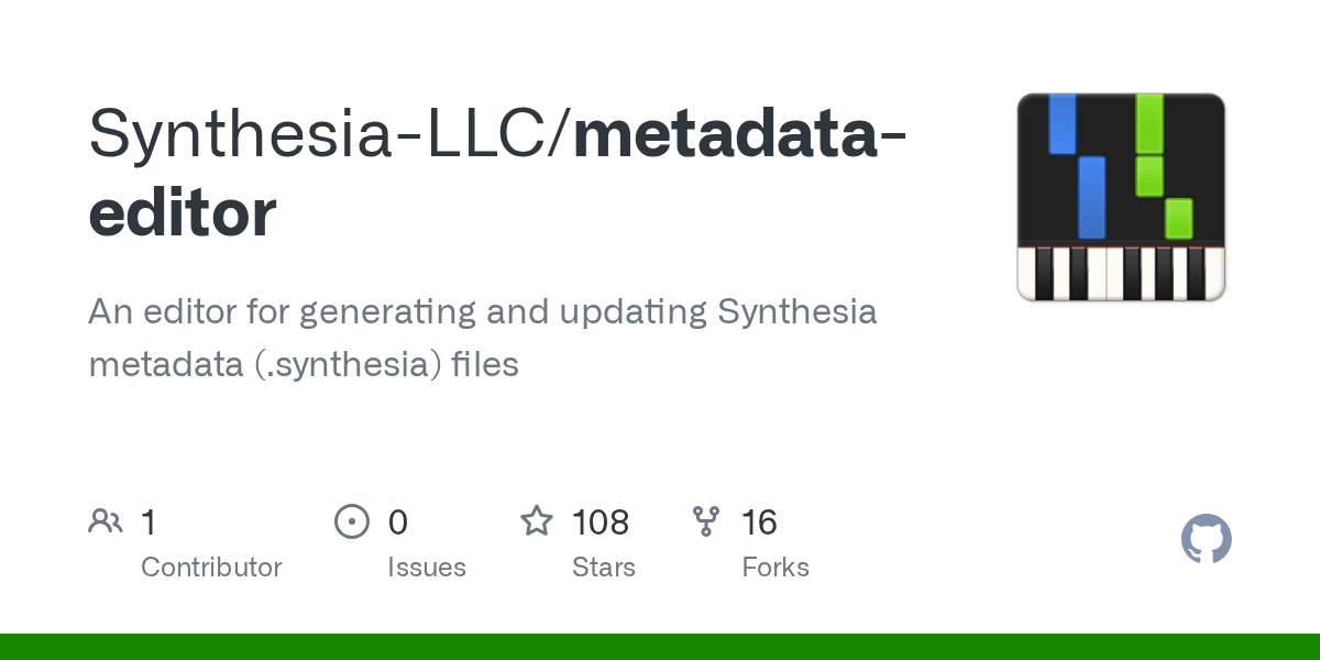 GitHub SynthesiaLLC/metadataeditor An editor for generating and