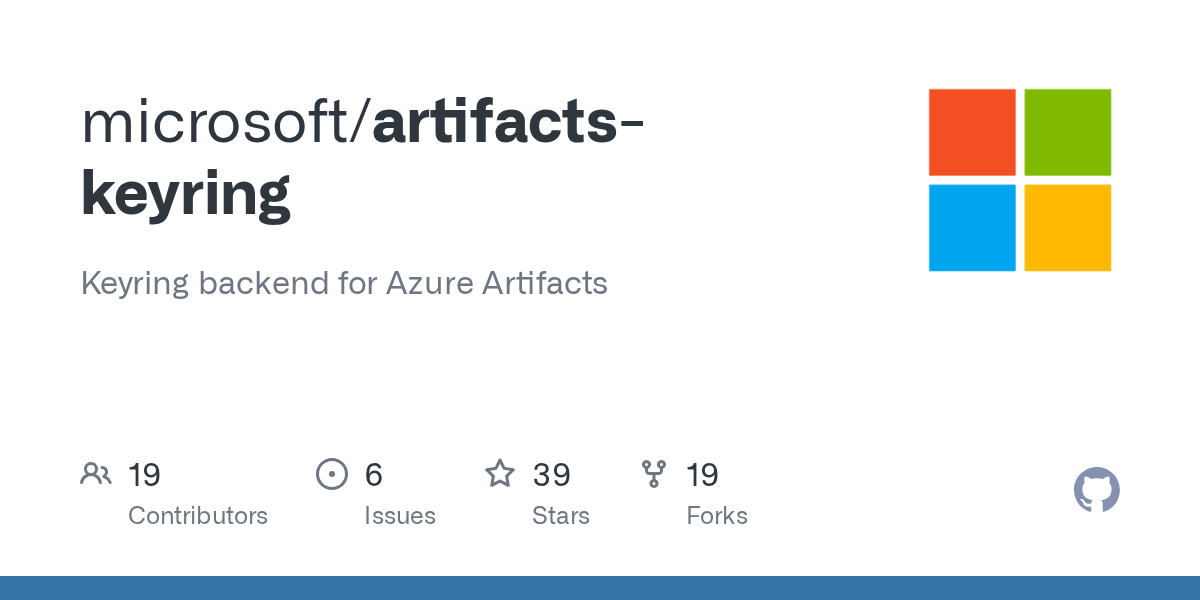 GitHub microsoft/artifactskeyring Keyring backend for Azure Artifacts