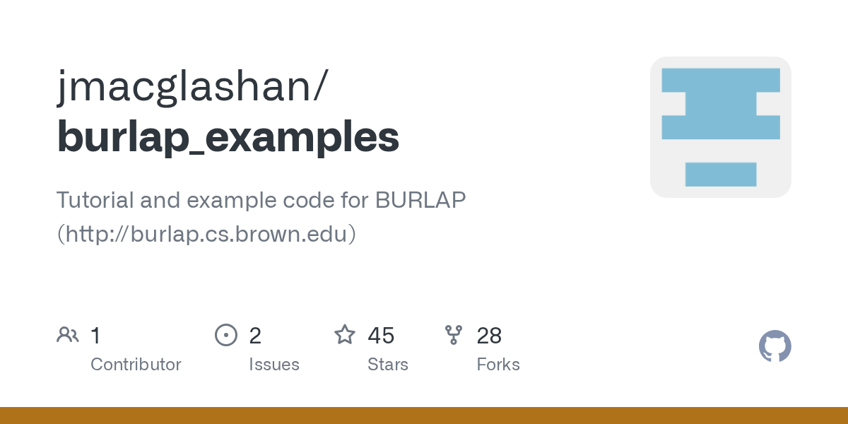 GitHub jmacglashan/burlap_examples Tutorial and example code for