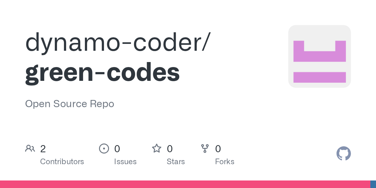 GitHub dynamocoder/greencodes Open Source Repo