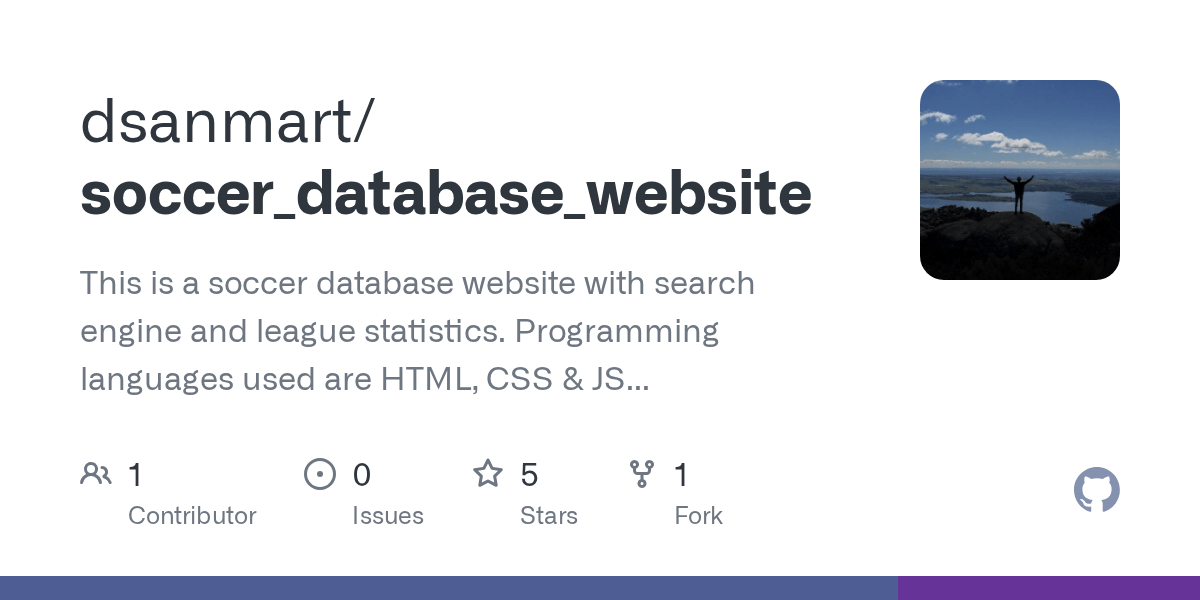 GitHub dsanmart/soccer_database_website This is a soccer database