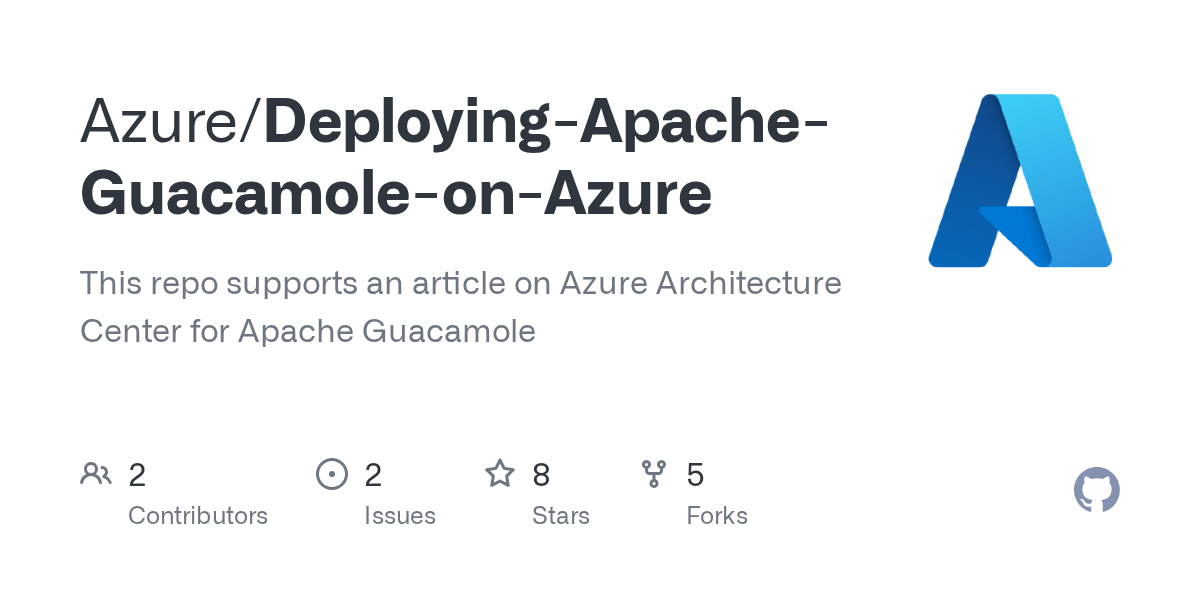 GitHub Azure/DeployingApacheGuacamoleonAzure This repo supports