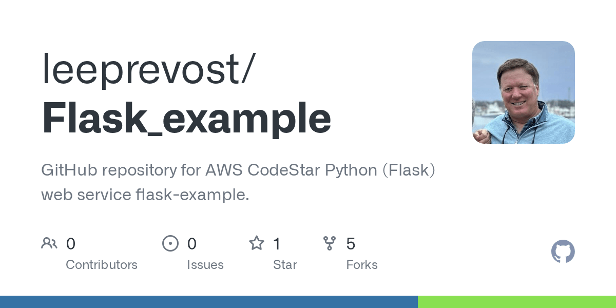 GitHub leeprevost/Flask_example GitHub repository for AWS CodeStar