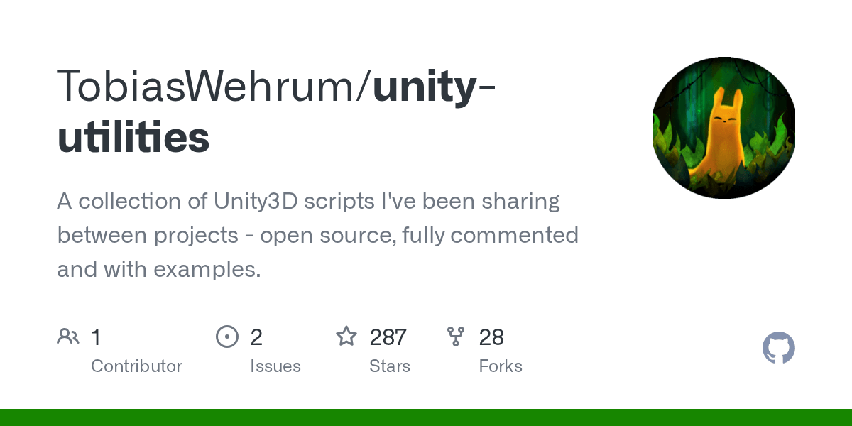 GitHub TobiasWehrum/unityutilities A collection of Unity3D scripts
