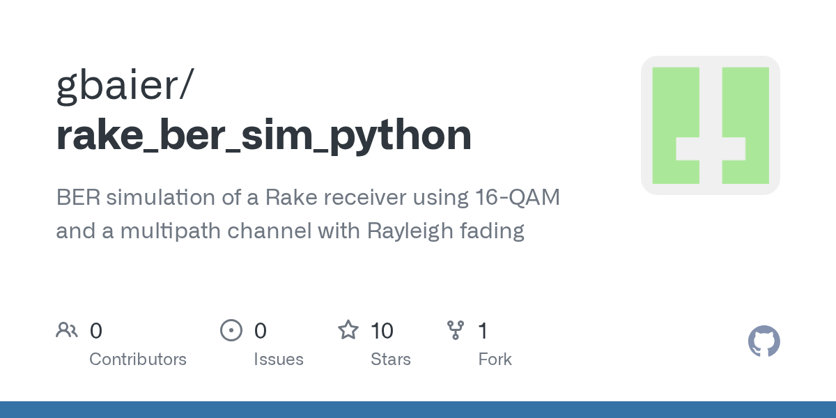 GitHub gbaier/rake_ber_sim_python BER simulation of a Rake receiver