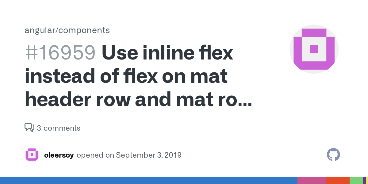 Use inline flex instead of flex on mat header row and mat row elements
