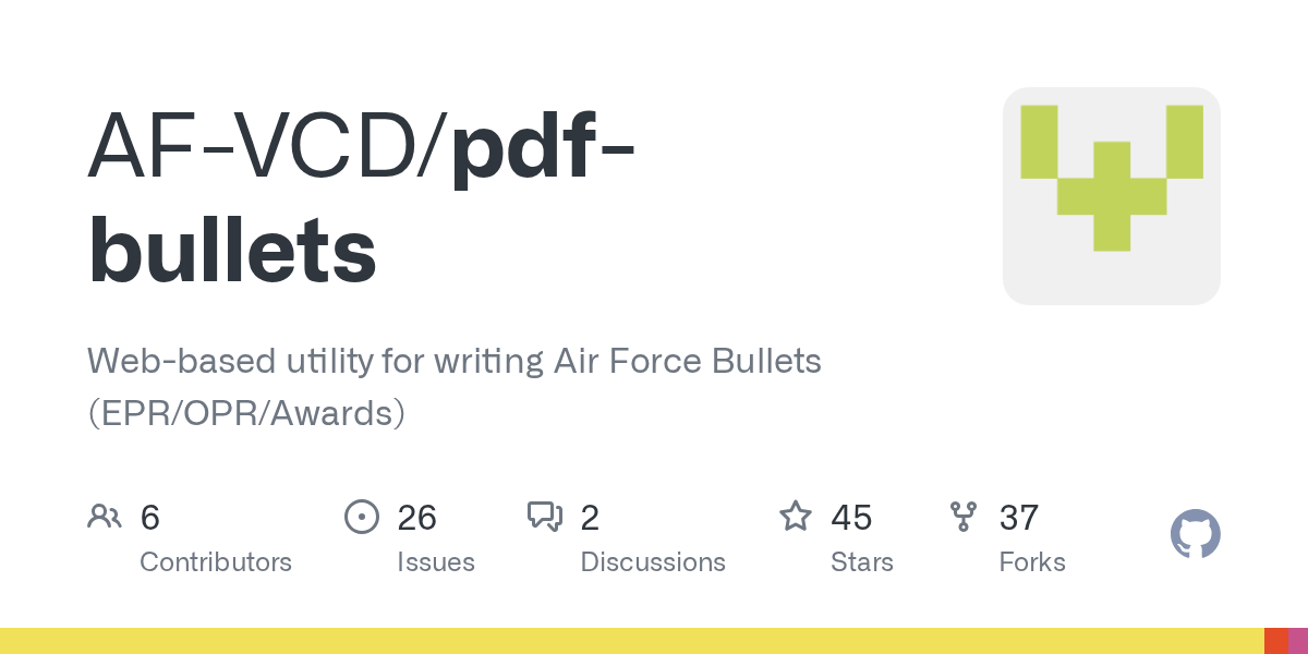 GitHub AFVCD/pdfbullets based utility for writing Air Force