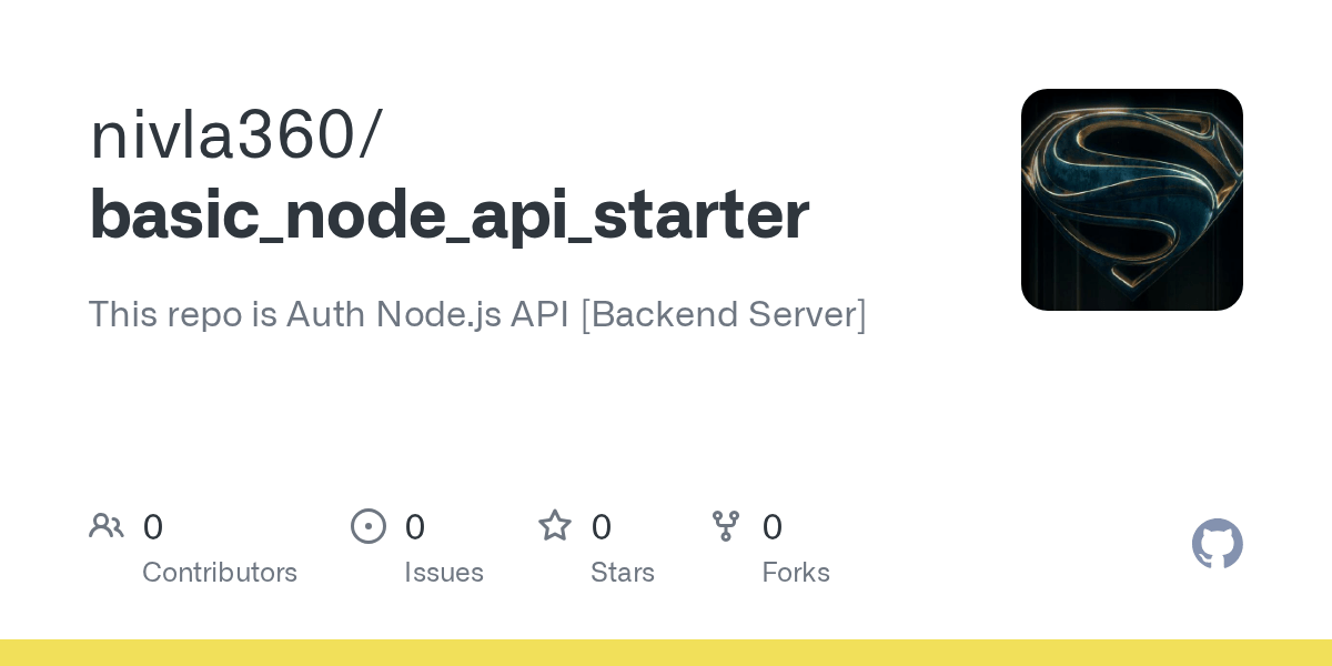 GitHub nivla360/basic_node_api_starter This repo is Auth Node.js API