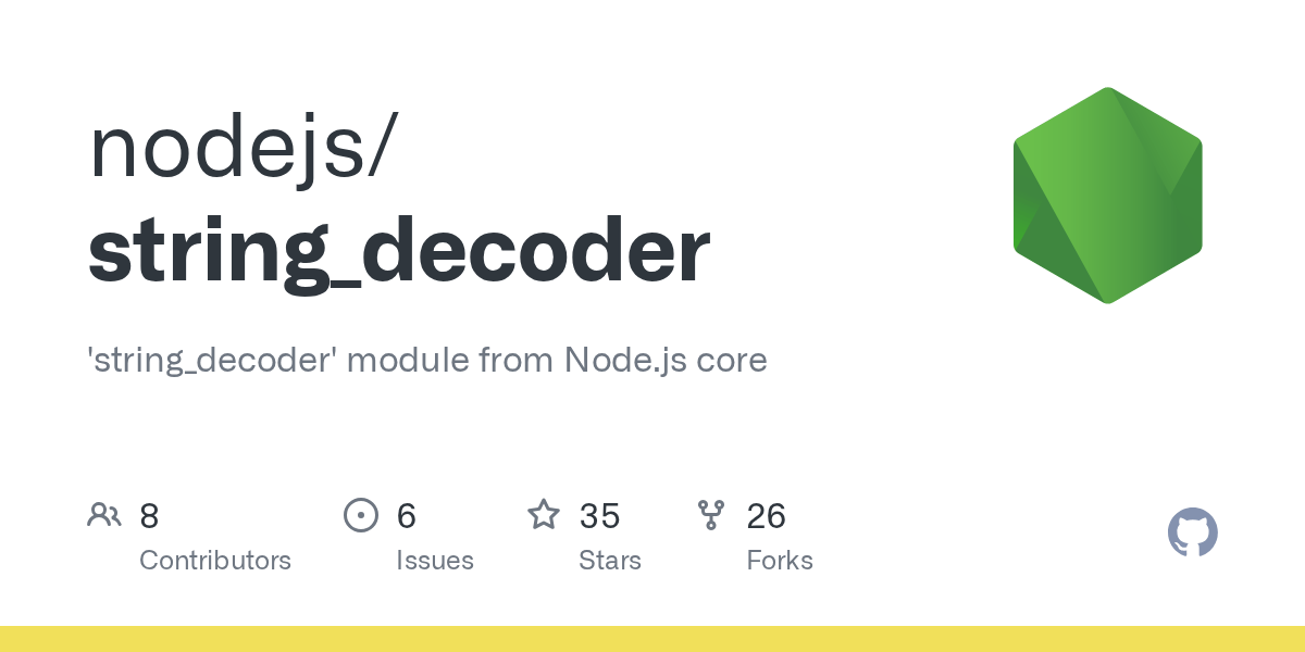 GitHub nodejs/string_decoder 'string_decoder' module from Node.js core