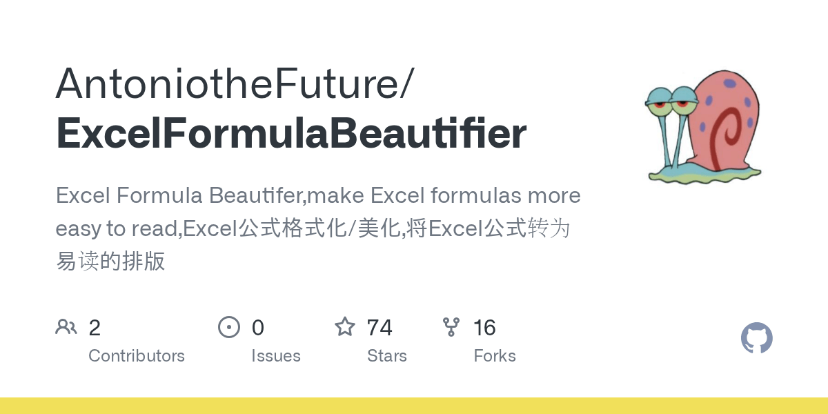 GitHub AntoniotheFuture/ExcelFormulaBeautifier Excel Formula