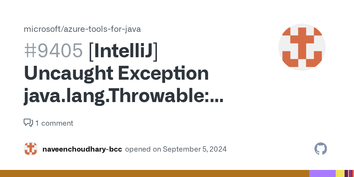 [IntelliJ] Uncaught Exception java.lang.Throwable com.microsoft.azure