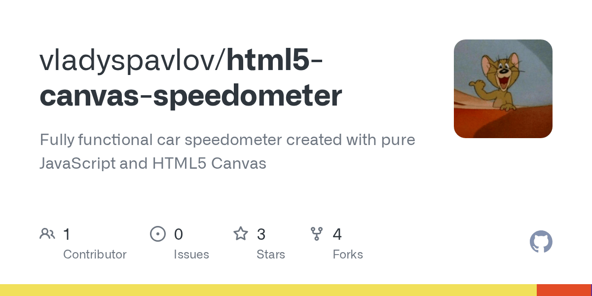 GitHub vladyspavlov/html5canvasspeedometer Fully functional car