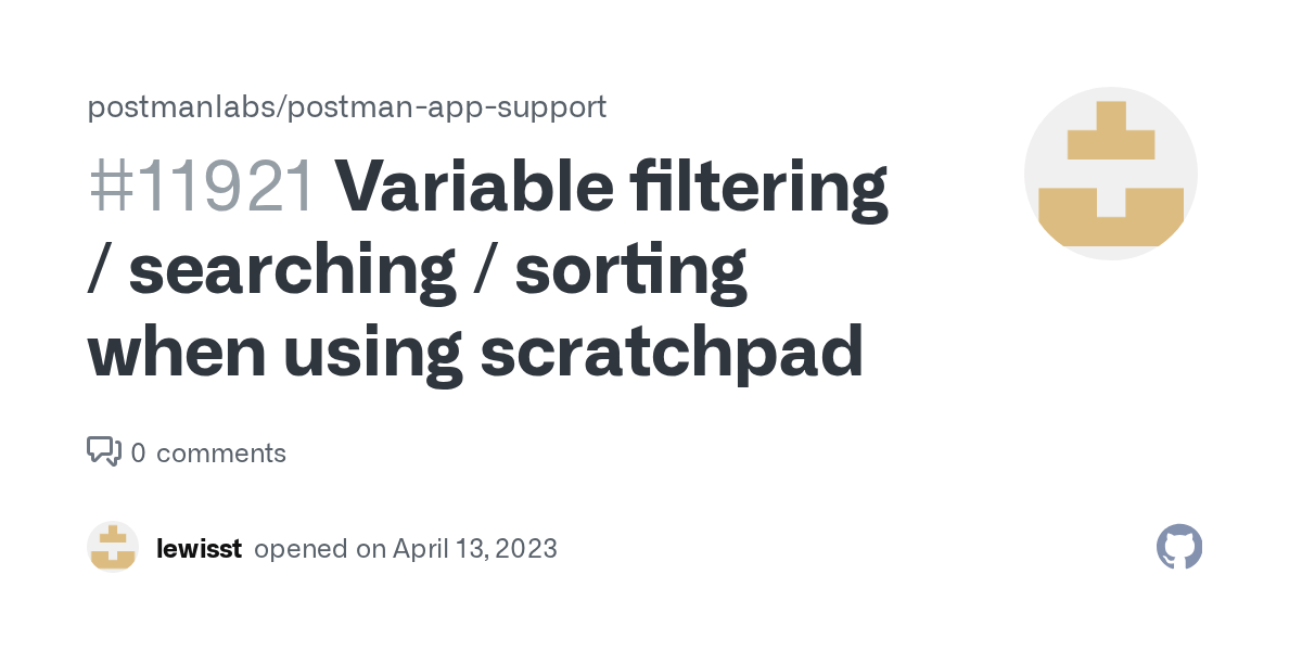 Variable filtering / searching / sorting when using scratchpad · Issue