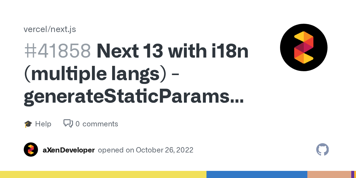 Next 13 with i18n (multiple langs) generateStaticParams with