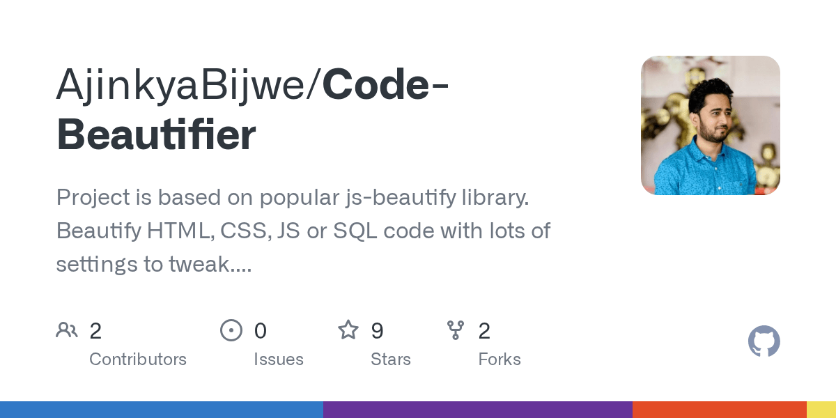 GitHub AjinkyaBijwe/CodeBeautifier Project is based on popular js