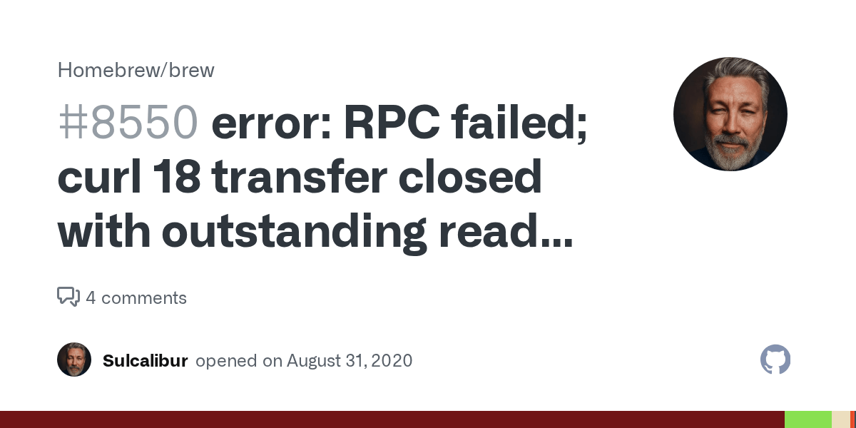 error RPC failed; curl 18 transfer closed with outstanding read data