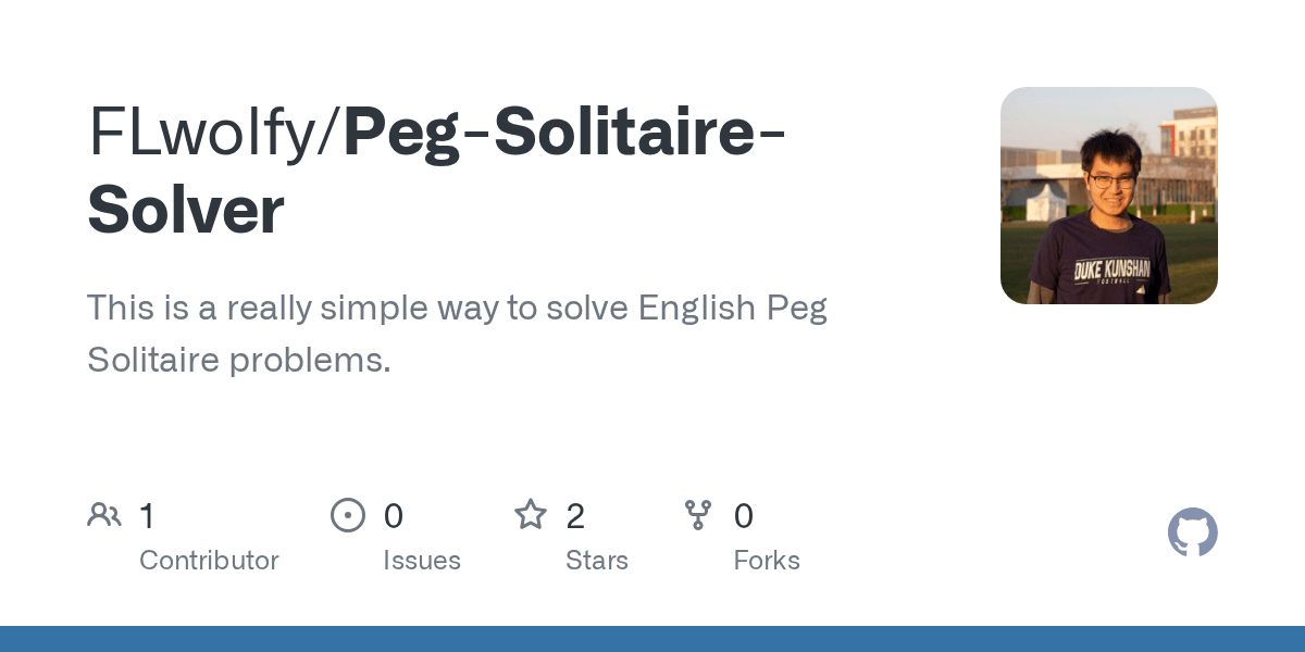 GitHub FLwolfy/PegSolitaireSolver This is a really simple way to