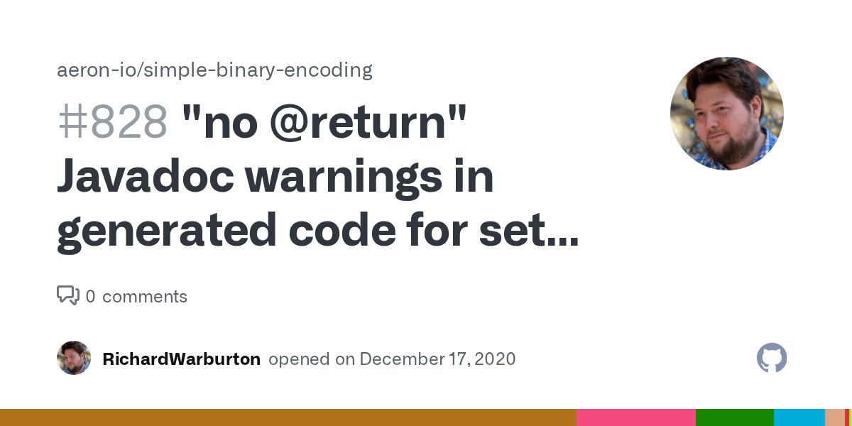 "no return" Javadoc warnings in generated code for set entries