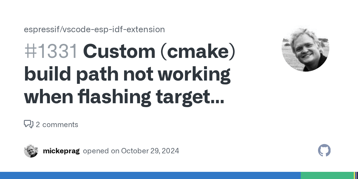 Custom (cmake) build path not working when flashing target (VSC1511