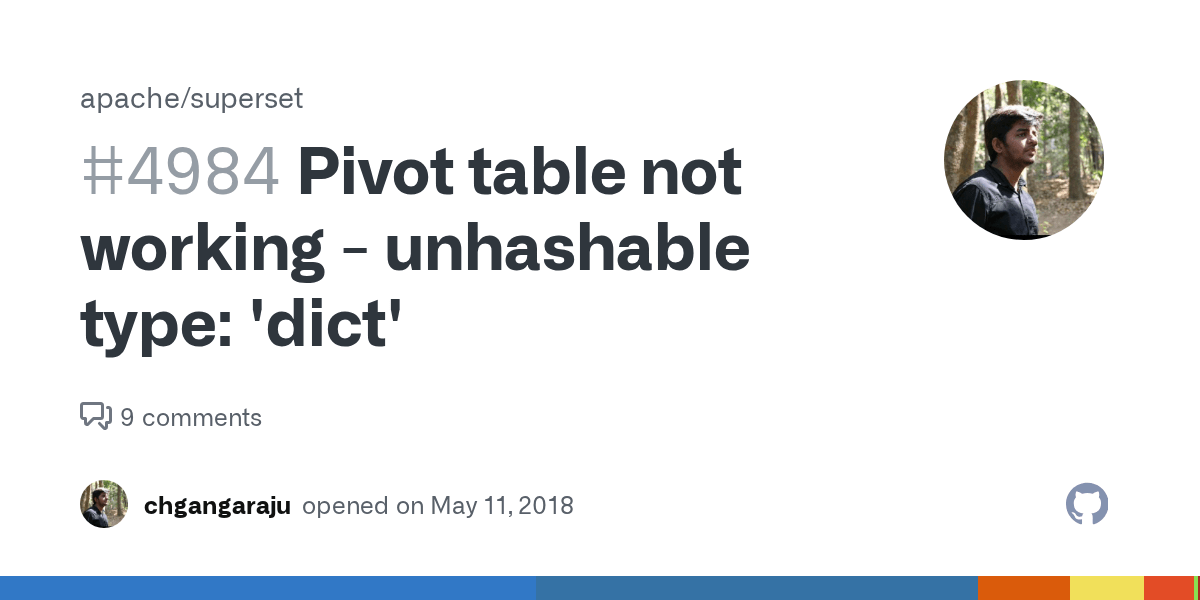 Pivot table not working unhashable type 'dict' · Issue 4984