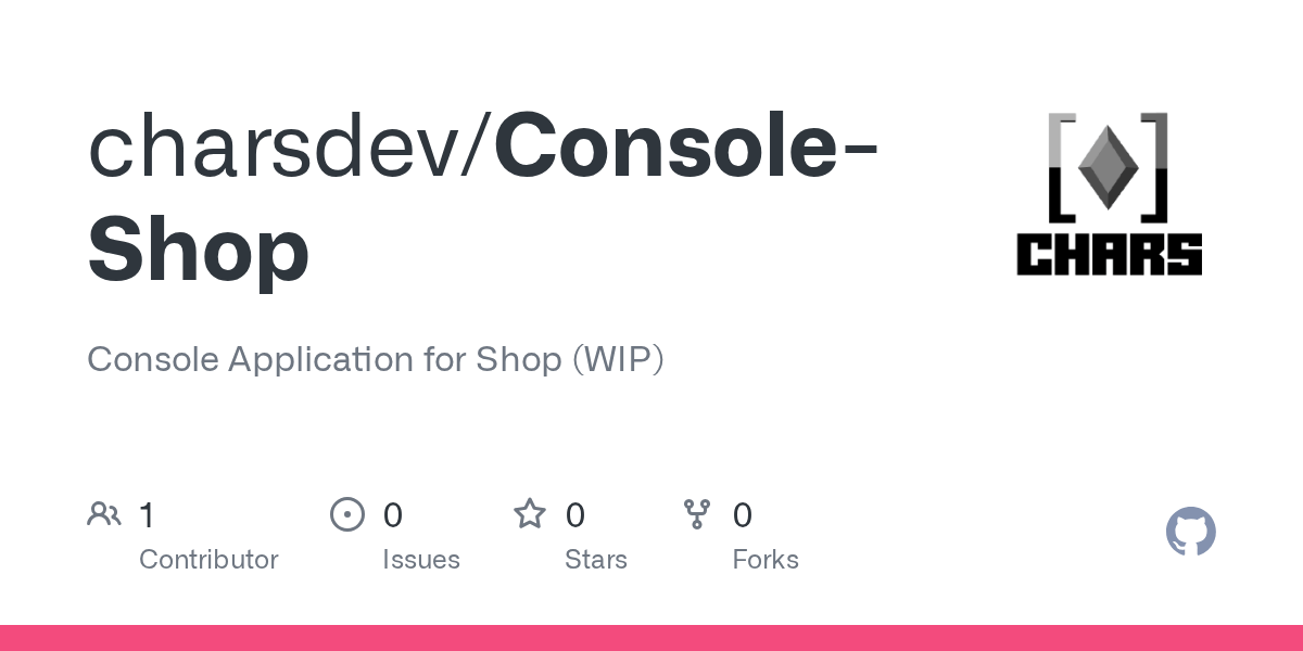 GitHub Console Application for Shop (WIP)