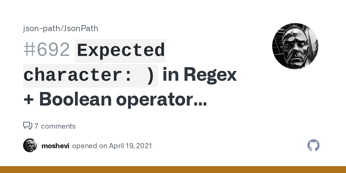 `Expected character )` in Regex + Boolean operator expression (Invalid filter) · Issue 692