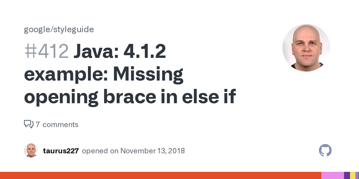 Java 4.1.2 example Missing opening brace in else if · Issue 412