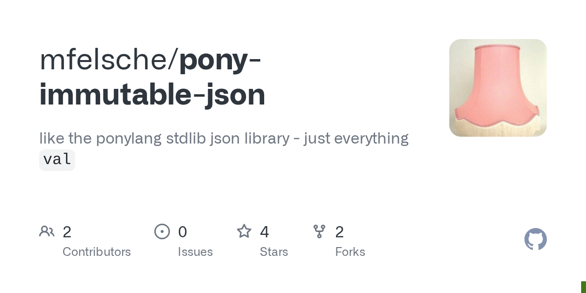 GitHub mfelsche/ponyimmutablejson like the ponylang stdlib json