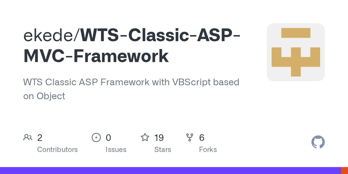GitHub ekede/WTSClassicASPMVCFramework WTS Classic ASP Framework
