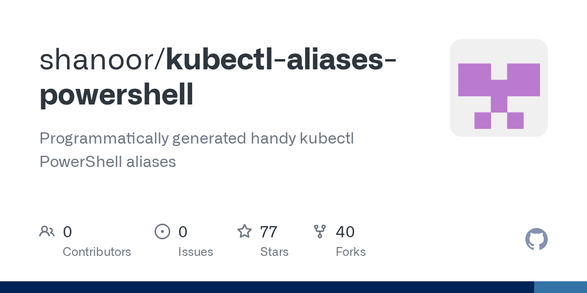 GitHub shanoor/kubectlaliasespowershell Programmatically generated