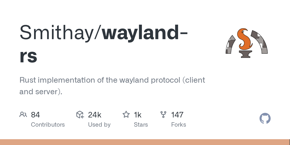 GitHub Smithay/waylandrs Rust implementation of the wayland