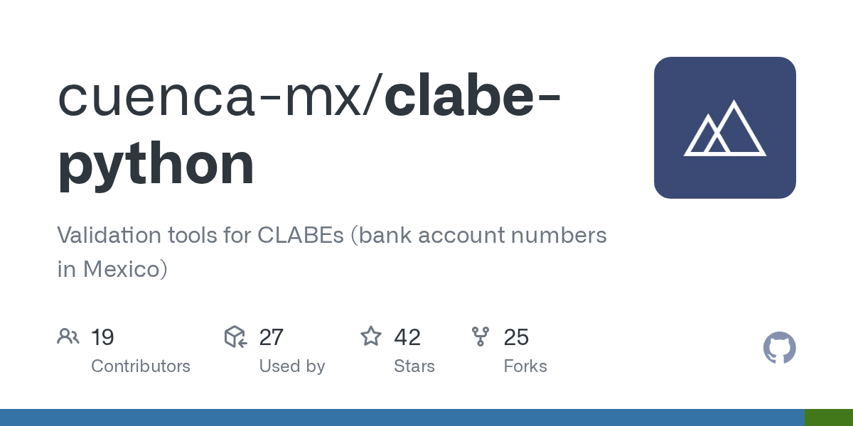 GitHub cuencamx/clabepython Validation tools for CLABEs (bank