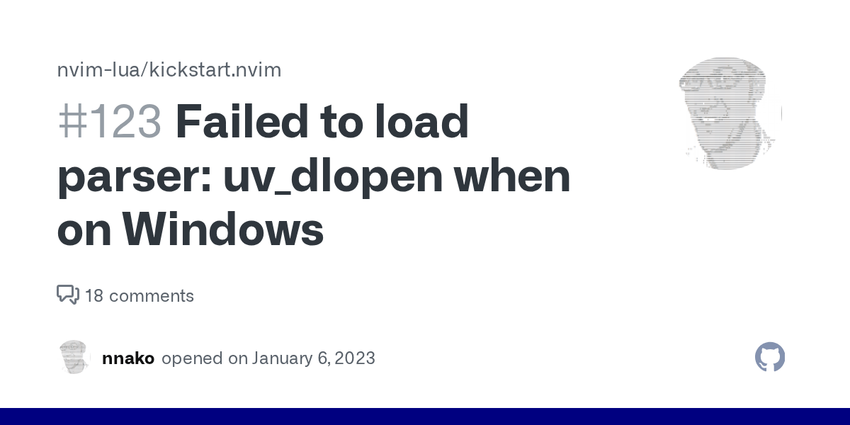 Failed to load parser uv_dlopen when on Windows · Issue 123 · nvim