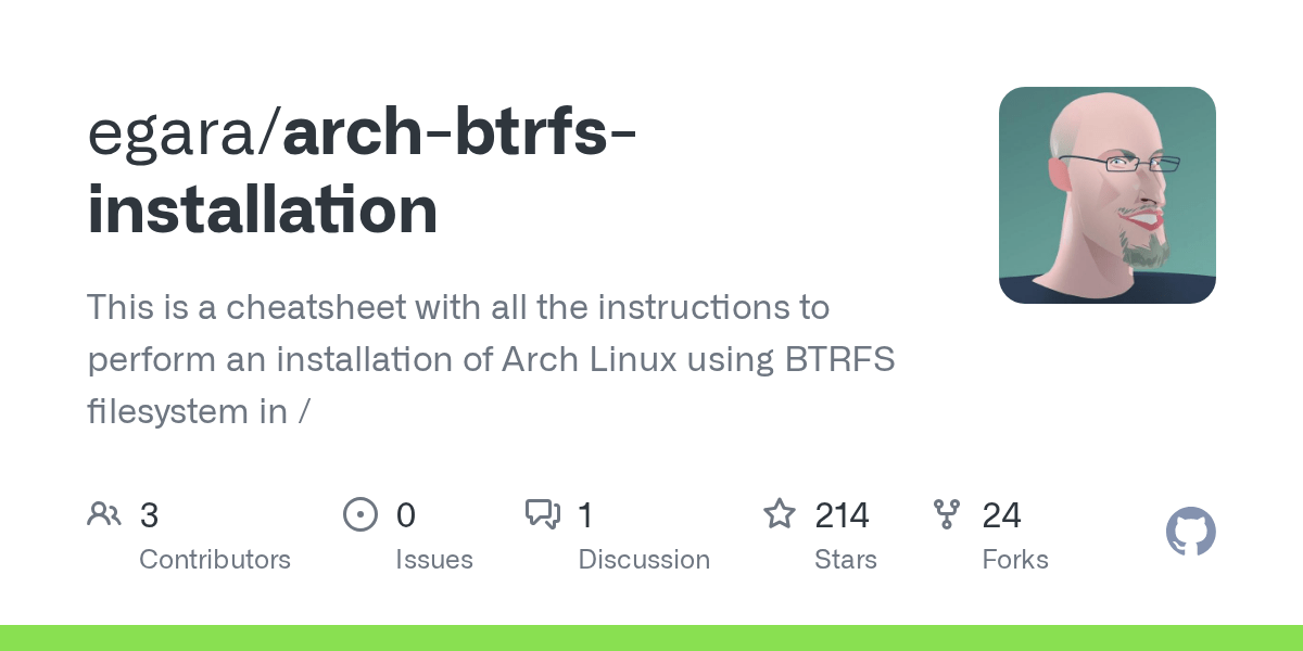 GitHub egara/archbtrfsinstallation This is a cheatsheet with all