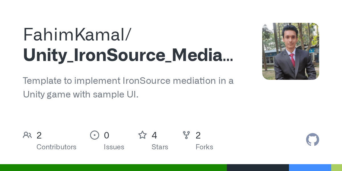 GitHub FahimKamal/Unity_IronSource_Mediation_Template Template to