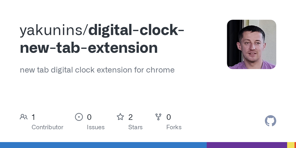 GitHub yakunins/digitalclocknewtabextension new tab digital