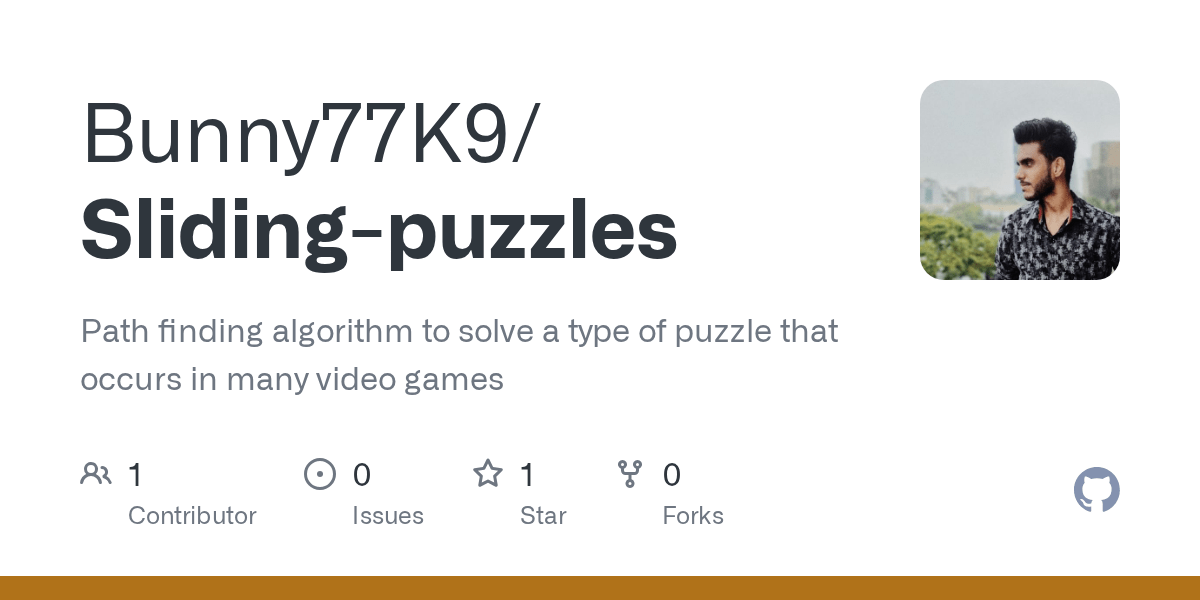 GitHub Bunny77K9/Slidingpuzzles Path finding algorithm to solve a