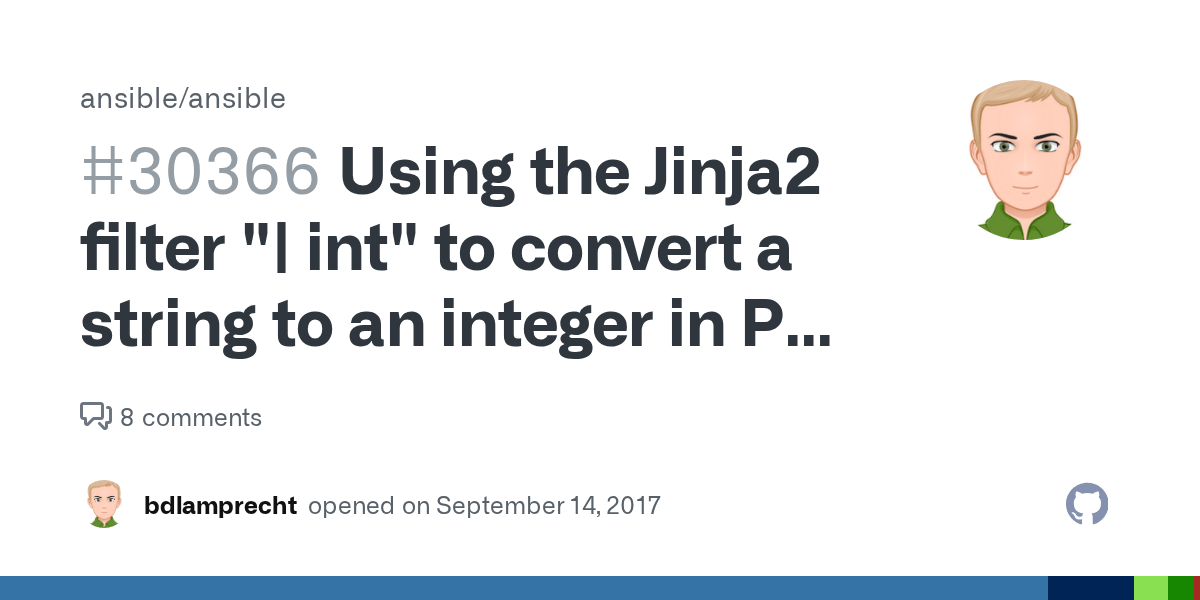 Using the Jinja2 filter " int" to convert a string to an integer in PB